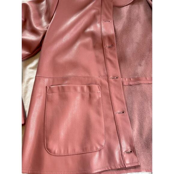 Marc New York Vegan Leather Jacket M Pink Butter Soft Button Closure Vintage - Picture 4 of 7